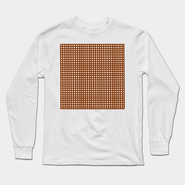 Brown square mesh grid lines pattern Long Sleeve T-Shirt by Baobabprintstore